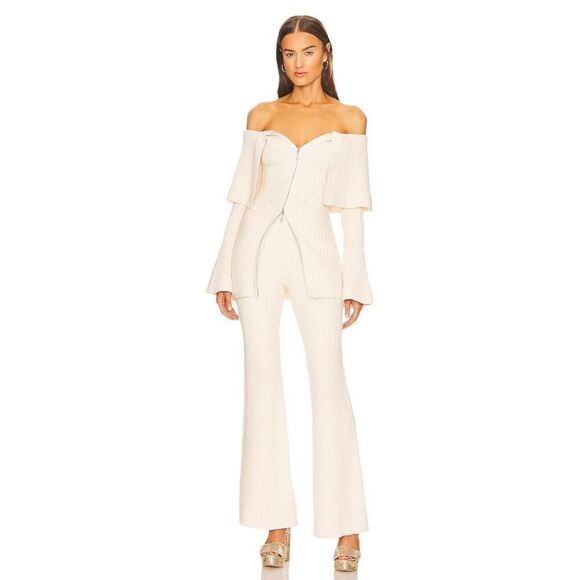 House of Harlow 1960 Akari Wide Leg Pant in Ivory - Picture 1 of 12